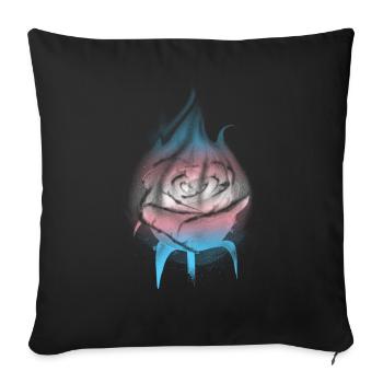 Transgender Pride Trans Flag Burning Rose Sub - Sofa pillowcase 17,3'' x 17,3'' (45 x 45 cm) - black - Front