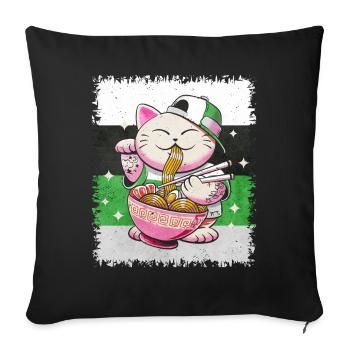 Demiromantic Pride Flag Ramen Kat japonais - Housse de coussin décorative 45 x 45 cm - noir - Devant