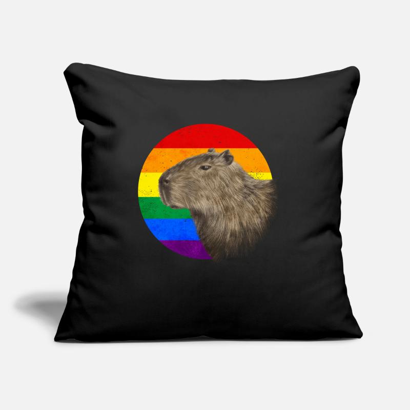 Drapeau arc-en-ciel de la Gay Pride Capybara Sublt Housse de coussin décorative 45 x 45 cm