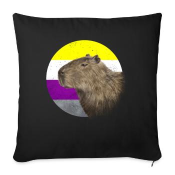 Nicht binäre Stolz Flagge Capybara Sublte LGBTQ - Sofakissenbezug 45 x 45 cm - Schwarz - Vorne