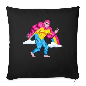 Pansexueller Stolz Regenbogen Bigfoot Sasquatch Su - Sofakissenbezug 45 x 45 cm - Schwarz - Vorne
