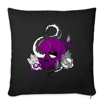 Asexual Pride Ace Flag Skull Snakes Roses Sublte - Sofa pillowcase 17,3'' x 17,3'' (45 x 45 cm) - black - Front