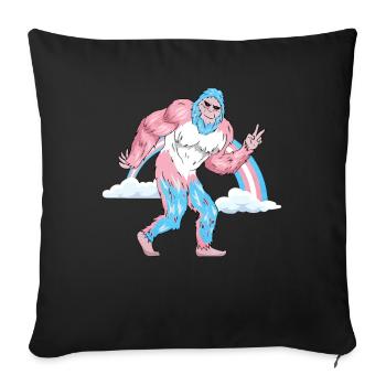 Transgender Pride Trans Flag Rainbow Bigfoot - Sofa pillowcase 17,3'' x 17,3'' (45 x 45 cm) - black - Front