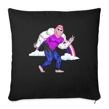 Genre Fluid Pride Flag Arc-en-ciel Bigfoot Sasqu - Housse de coussin décorative 45 x 45 cm - noir - Devant