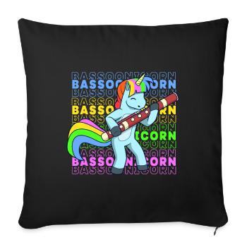 Bassoonicorn - Unicorn with bassoon - Sofa pillowcase 17,3'' x 17,3'' (45 x 45 cm) - black - Front