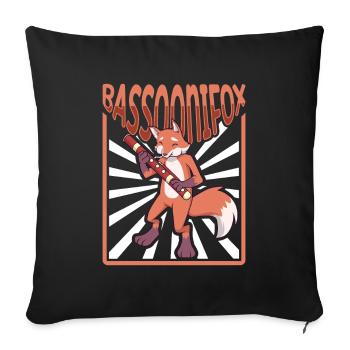 Bassoonifox - Fuchs mit Fagott - Sofakissenbezug 45 x 45 cm - Schwarz - Vorne