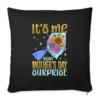 With flowers - surprise for Mother's Day - Sofa pillowcase 17,3'' x 17,3'' (45 x 45 cm) - black - Front