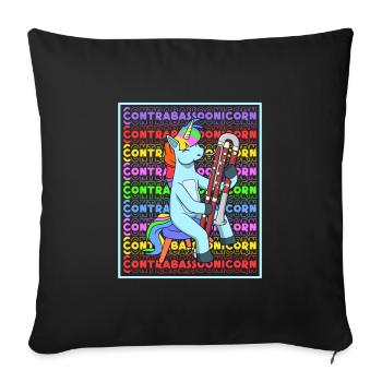 Contrabassoonicorn - Einhorn mit Kontrafagott - Sofakissenbezug 45 x 45 cm - Schwarz - Vorne