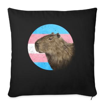 Transgender Pride Trans Flag Capybara Sublte LGB - Sofa pillowcase 17,3'' x 17,3'' (45 x 45 cm) - black - Front