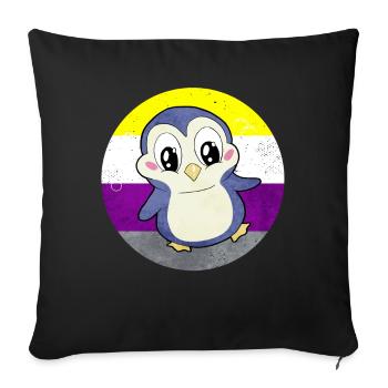 Nicht binäre Stolz Flagge Pinguin Sublte LGBTQ - Sofakissenbezug 45 x 45 cm - Schwarz - Vorne