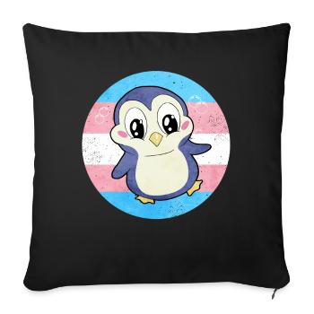 Transgender Pride Trans Flag Penguin Sublte LGBT - Sofa pillowcase 17,3'' x 17,3'' (45 x 45 cm) - black - Front