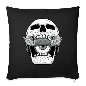 Jeu oculaire de crâne esthétique bizarre - Housse de coussin décorative 45 x 45 cm - noir - Devant