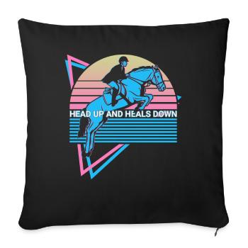 Cheval Cheval Rétro - Housse de coussin décorative 45 x 45 cm - noir - Devant