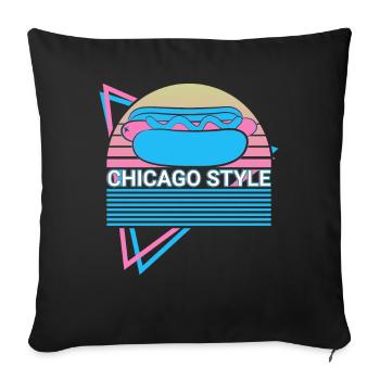 Funny Hot Dog Hotdog Retro - Sofa pillowcase 17,3'' x 17,3'' (45 x 45 cm) - black - Front
