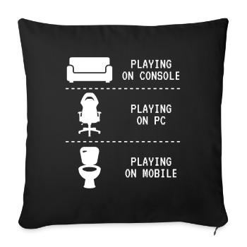 Playing On Gaming Games - Sofa pillowcase 17,3'' x 17,3'' (45 x 45 cm) - black - Front