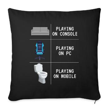 Playing On Gaming Games - Sofa pillowcase 17,3'' x 17,3'' (45 x 45 cm) - black - Front