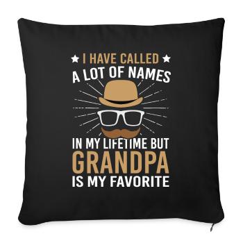 Grand-père Nom préféré Grand-père Famille Père - Housse de coussin décorative 45 x 45 cm - noir - Devant