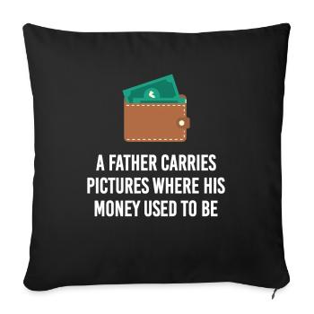 Père Argent Bourse Enfants Enfant Descendance paternelle - Housse de coussin décorative 45 x 45 cm - noir - Devant