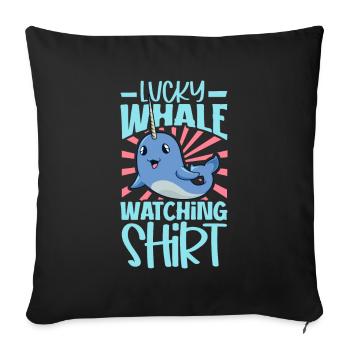 Walbeobachtung - Observation des baleines chanceuses - Housse de coussin décorative 45 x 45 cm - noir - Devant