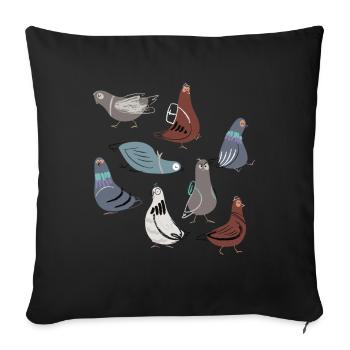 Funny cute pigeons children pigeon - Sofa pillowcase 17,3'' x 17,3'' (45 x 45 cm) - black - Front