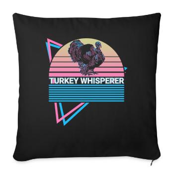 Drôle de chasse à la dinde Chasseur de dinde Rétro - Housse de coussin décorative 45 x 45 cm - noir - Devant