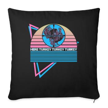 Drôle de chasse à la dinde Chasseur de dinde Rétro - Housse de coussin décorative 45 x 45 cm - noir - Devant