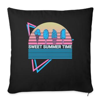 Crème glacée rétro - Housse de coussin décorative 45 x 45 cm - noir - Devant