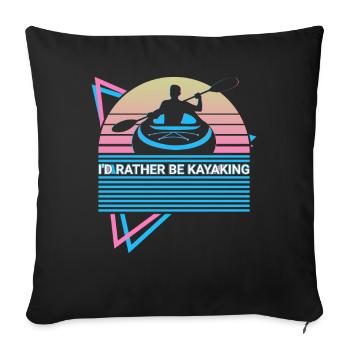 Drôle de kayak Kayak Kayak Rétro - Housse de coussin décorative 45 x 45 cm - noir - Devant