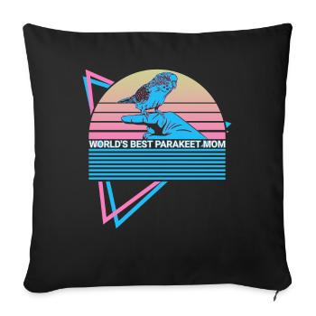 Perruche Rétro - Housse de coussin décorative 45 x 45 cm - noir - Devant