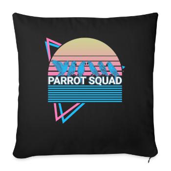 Parrot Squad Nymphensittich Retro - Sofakissenbezug 45 x 45 cm - Schwarz - Vorne