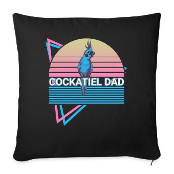 Nymphensittich Papa Papagei Retro - Sofakissenbezug 45 x 45 cm - Schwarz - Vorne