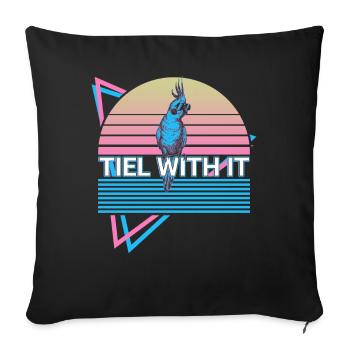 Nymphensittich Papagei Retro - Sofakissenbezug 45 x 45 cm - Schwarz - Vorne