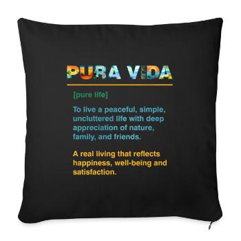 Pura Vida Définition Sagesse Amérique centrale - Housse de coussin décorative 45 x 45 cm - noir - Devant