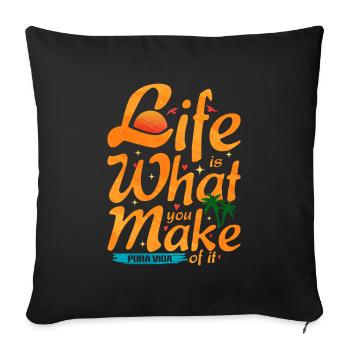 Pura Vida Joyful Tropical Palm Cadeau - Housse de coussin décorative 45 x 45 cm - noir - Devant