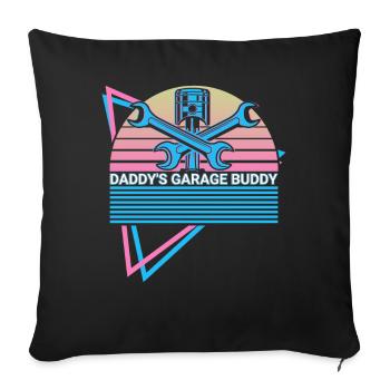 Drôle de mécanicien fils père - Housse de coussin décorative 45 x 45 cm - noir - Devant