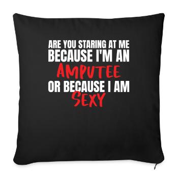 Cadeau de prothèse de jambe amputée - Housse de coussin décorative 45 x 45 cm - noir - Devant