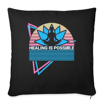 Méditation Yoga Rétro - Housse de coussin décorative 45 x 45 cm - noir - Devant