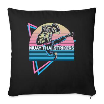 Muay Thai Kickboxing Rétro - Housse de coussin décorative 45 x 45 cm - noir - Devant