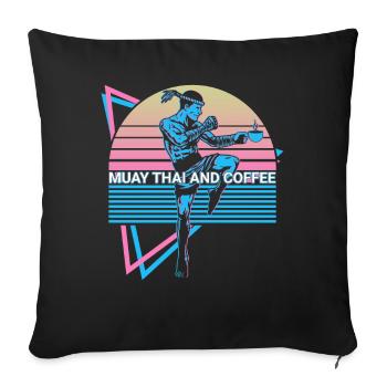 Muay Thai Kickboxing Retro - Sofa pillowcase 17,3'' x 17,3'' (45 x 45 cm) - black - Front