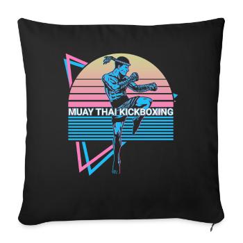 Muay Thai Kickboxing Rétro - Housse de coussin décorative 45 x 45 cm - noir - Devant