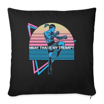 Muay Thai Kickboxing Rétro - Housse de coussin décorative 45 x 45 cm - noir - Devant