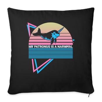 Narwhal Retro - Sofa pillowcase 17,3'' x 17,3'' (45 x 45 cm) - black - Front