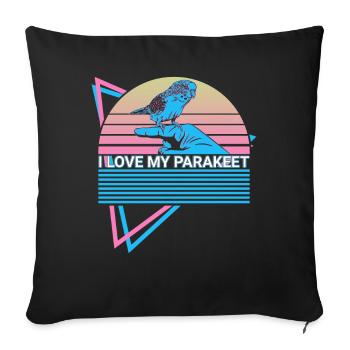 Perruche Perruche Rétro - Housse de coussin décorative 45 x 45 cm - noir - Devant