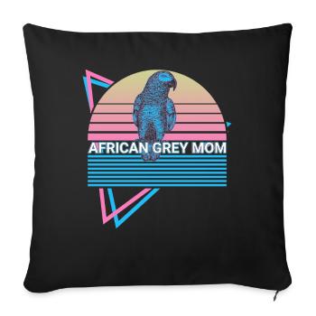 Afrikanische Grau Mama Papagei Retro - Sofakissenbezug 45 x 45 cm - Schwarz - Vorne