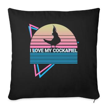 I love my cockatiel retro - Sofa pillowcase 17,3'' x 17,3'' (45 x 45 cm) - black - Front