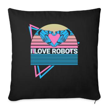 I Love Robot Robotics Retro - Sofa pillowcase 17,3'' x 17,3'' (45 x 45 cm) - black - Front