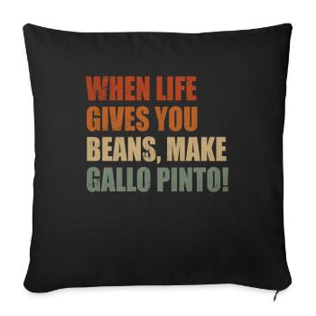 Gallo Pinto Life Gives Beans Costa Rica Dishes - Sofa pillowcase 17,3'' x 17,3'' (45 x 45 cm) - black - Front