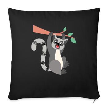 lemur - Sofa pillowcase 17,3'' x 17,3'' (45 x 45 cm) - black - Front