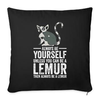 lemur - Sofa pillowcase 17,3'' x 17,3'' (45 x 45 cm) - black - Front