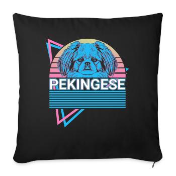 Pékinois Rétro - Housse de coussin décorative 45 x 45 cm - noir - Devant